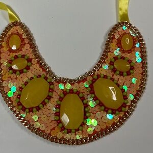 Vintage statement women’s Bib with Decorative beading yellow, green, red, orange